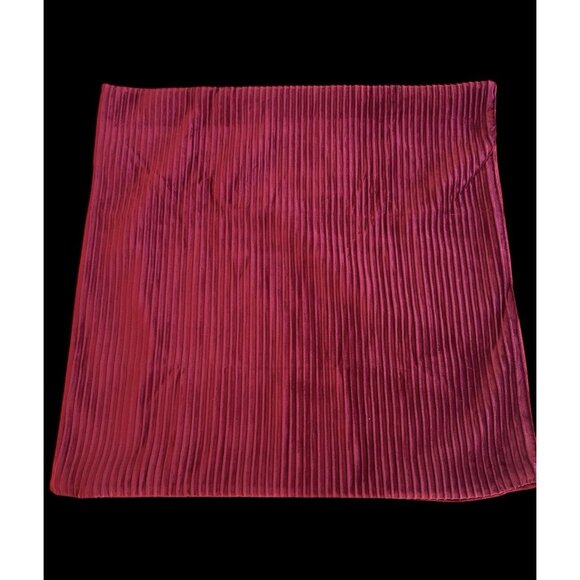 Throw Pillow Velvet Velour Pleated Zippered 21" Square Set 2 Cranberry Red Decor - Picture 1 of 9